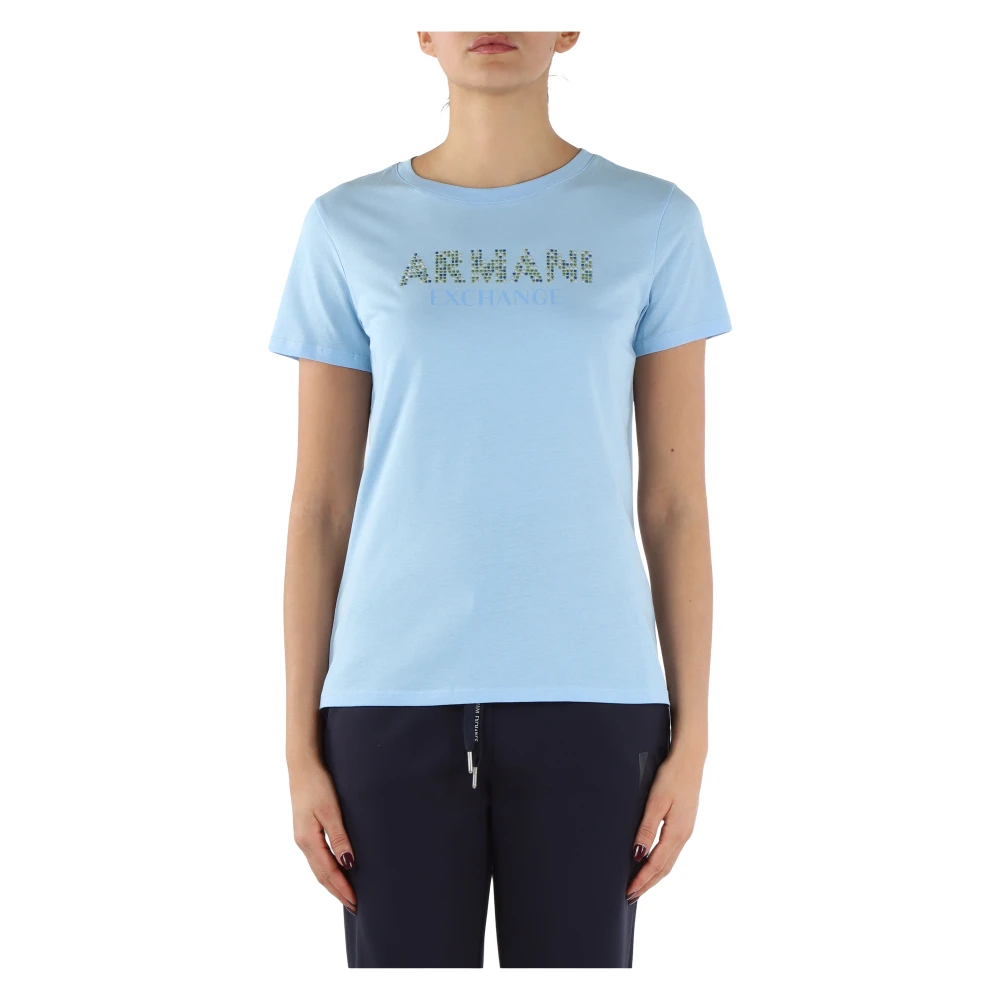 Armani Exchange Katoenen Logo T-shirt Blue Dames