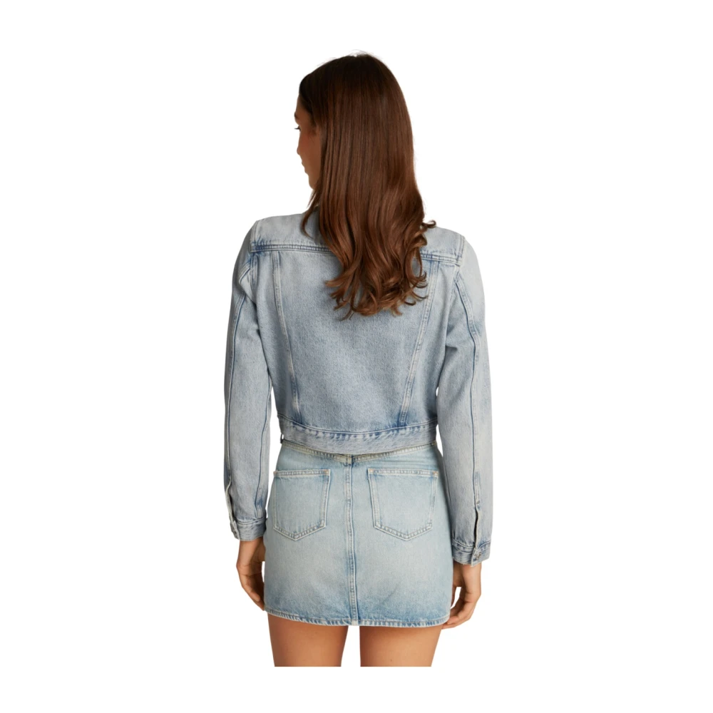 Calvin Klein Blauwe Denim Jas Rechte Snit Blue Dames