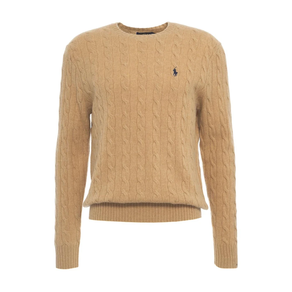 Polo Ralph Lauren Men's Beige Round-Neck Knitwear, L, Knitwear Aw24 Hand Wash