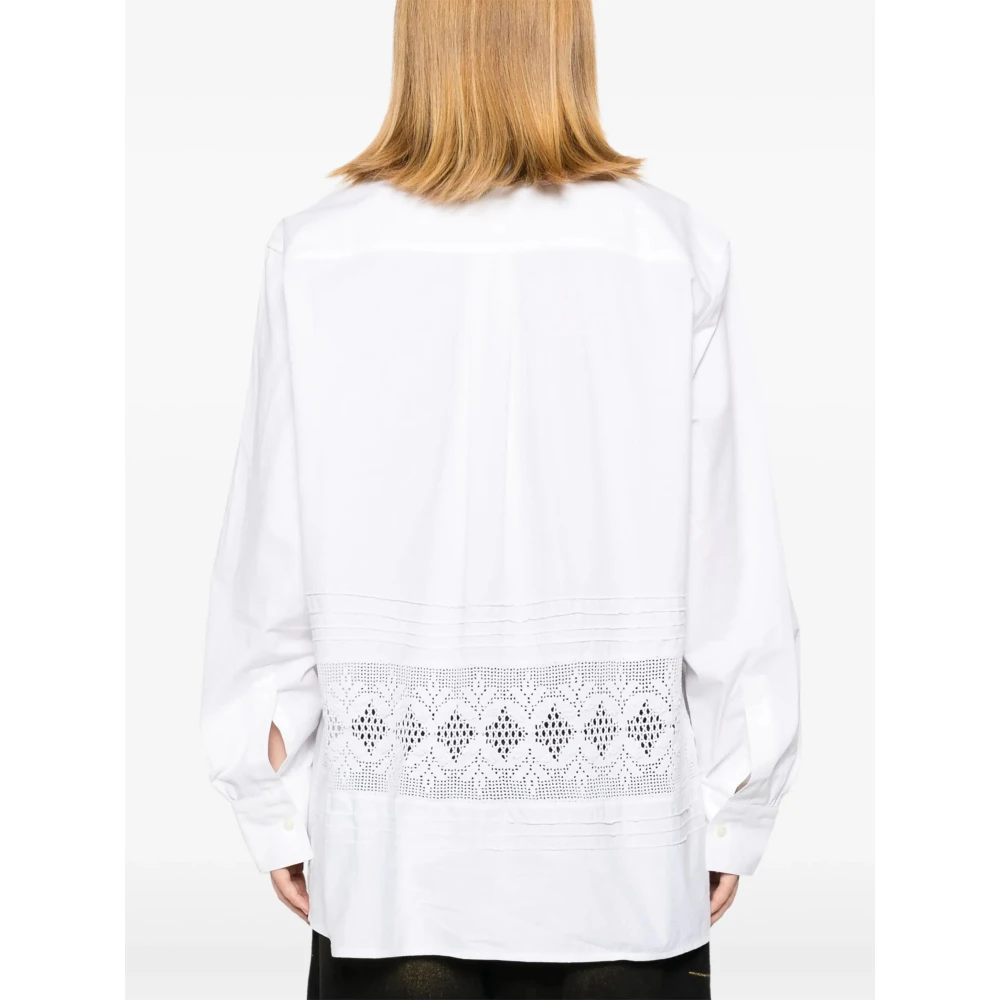 Marine Serre Upcycled Linnen Twin Pocket Shirt White Heren
