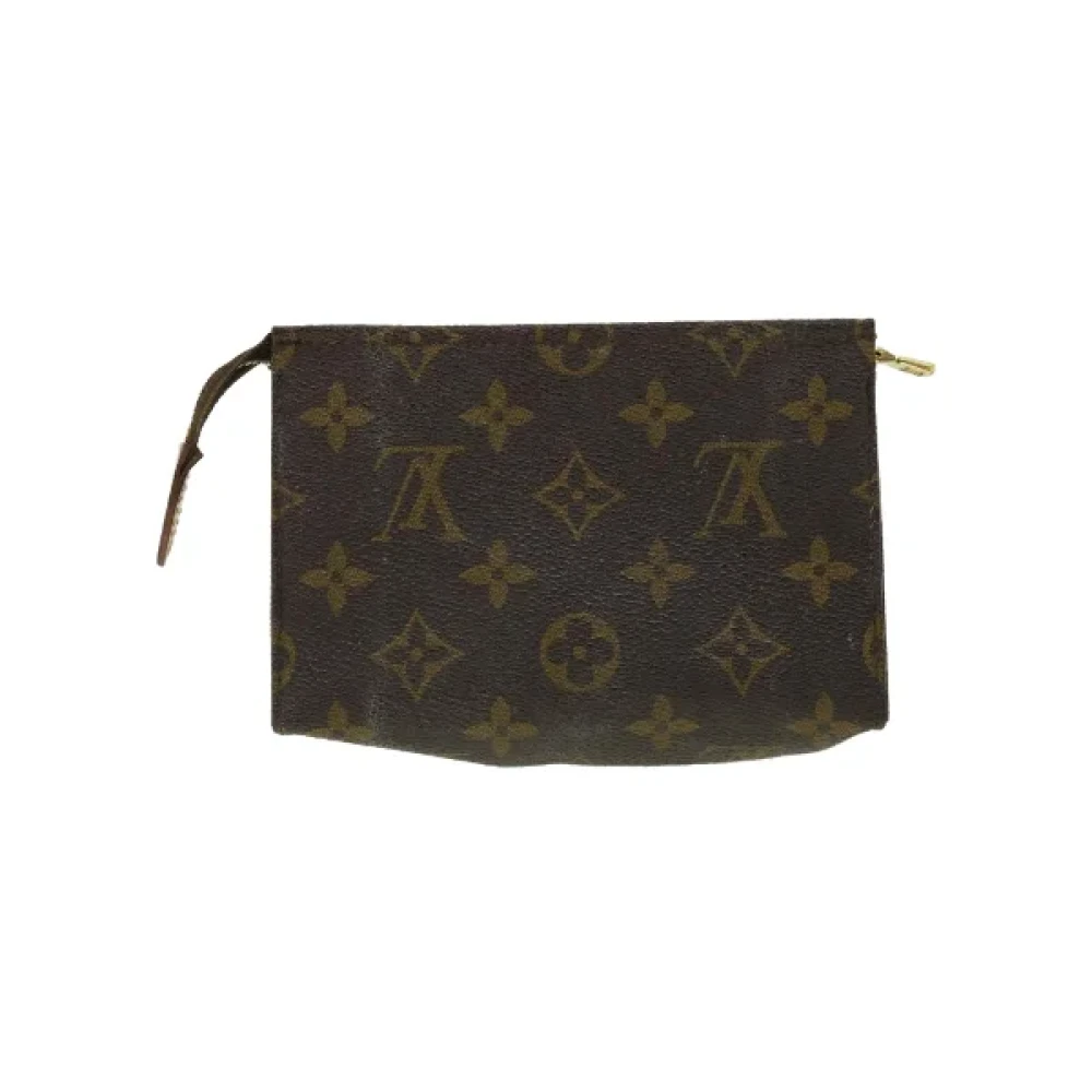 Louis Vuitton Vintage Tweedehands Svart Lerret Handtas Brown Dames
