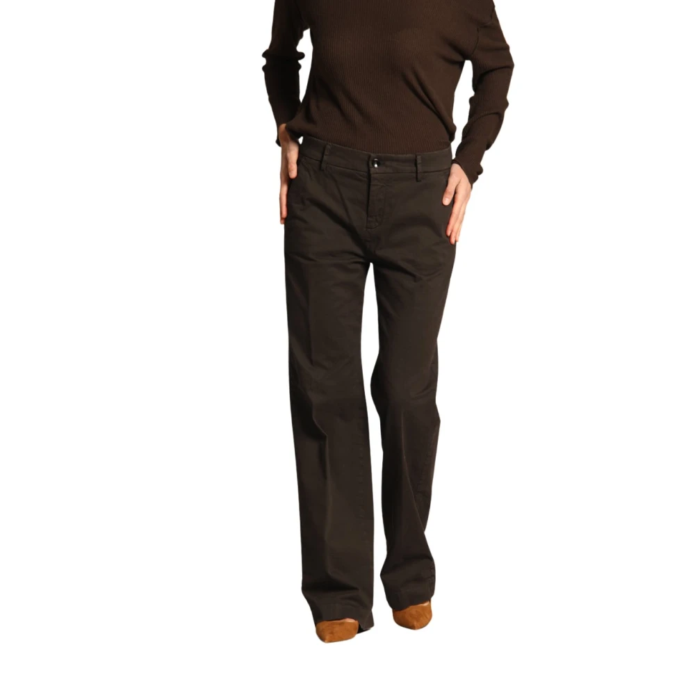 Mason's Rechte Dames Chino Broek in Gabardine Brown Dames