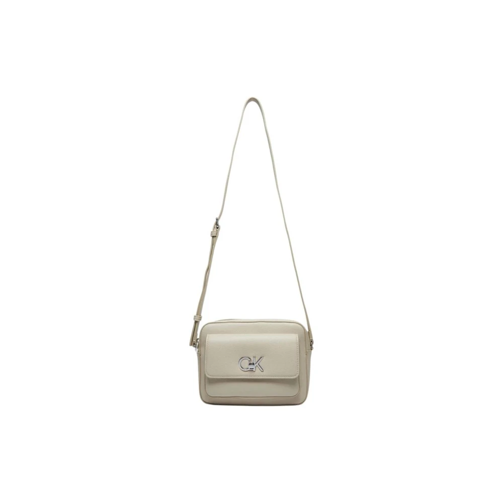 Calvin Klein Polyurethaan Flap Handtas met Verstelbare Schouderband Gray Dames