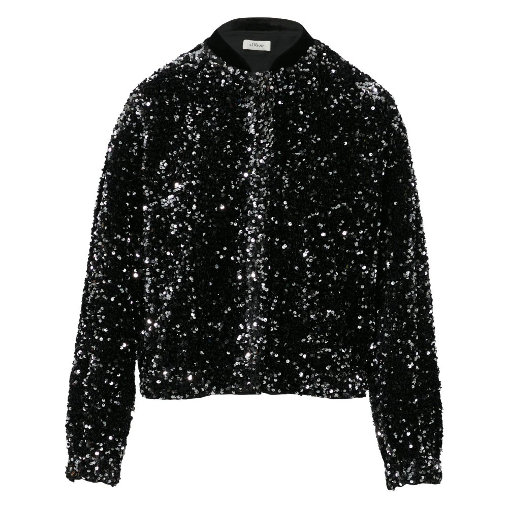 s.Oliver Pailletten Indoor Jack met Elastische Zoom Black Dames