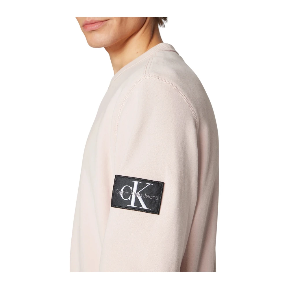 Calvin Klein Roze Badge Crew Neck Sweatshirt Pink Heren