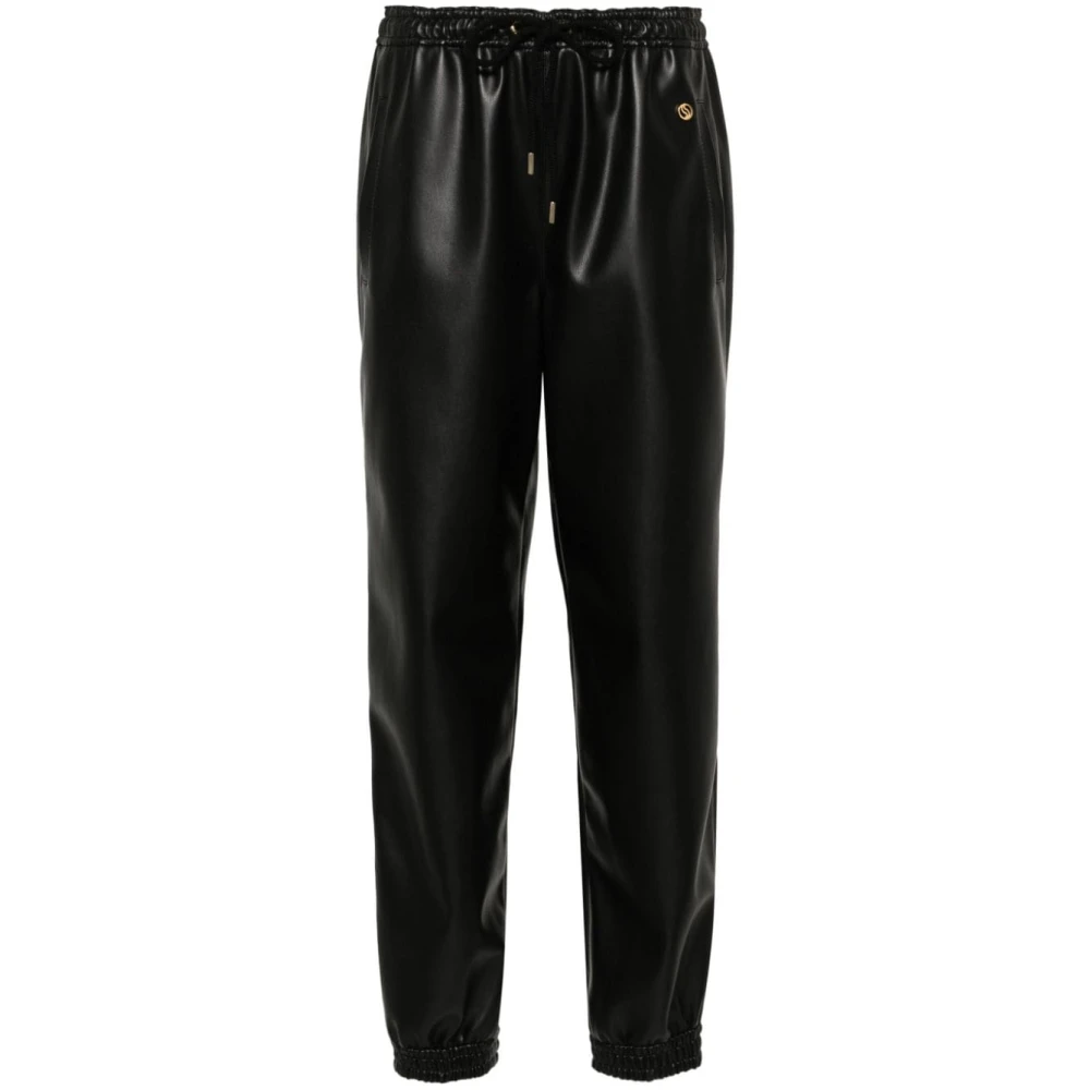 Stella Mccartney Zwarte Imitatieleren Broek Black Dames