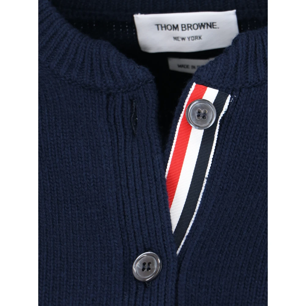 Thom Browne Klassieke Wol Cardigan Sweaters Blue Dames