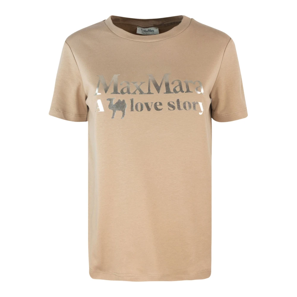 Max Mara Studio Bruine T-shirt met reguliere print Brown Dames