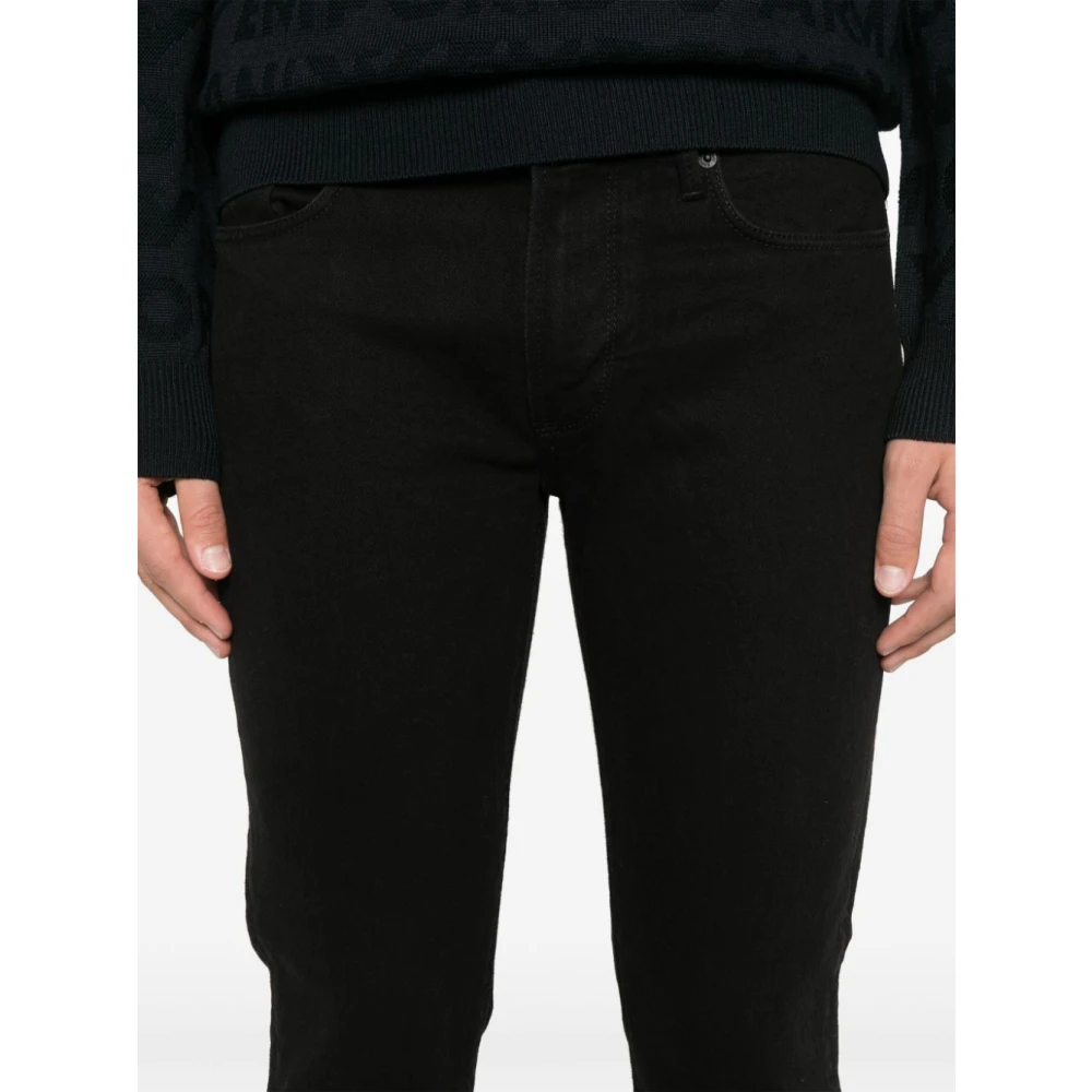 Emporio Armani Zwarte Slim Fit Gewassen Denim Jeans Black Heren