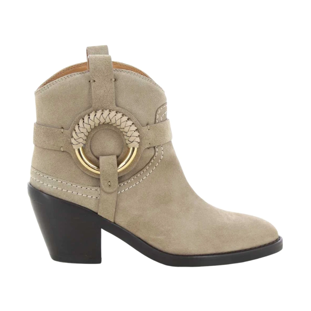 See by Chloé Stijlvolle Beige Hana W23 Enkellaarzen met Hak Beige Dames