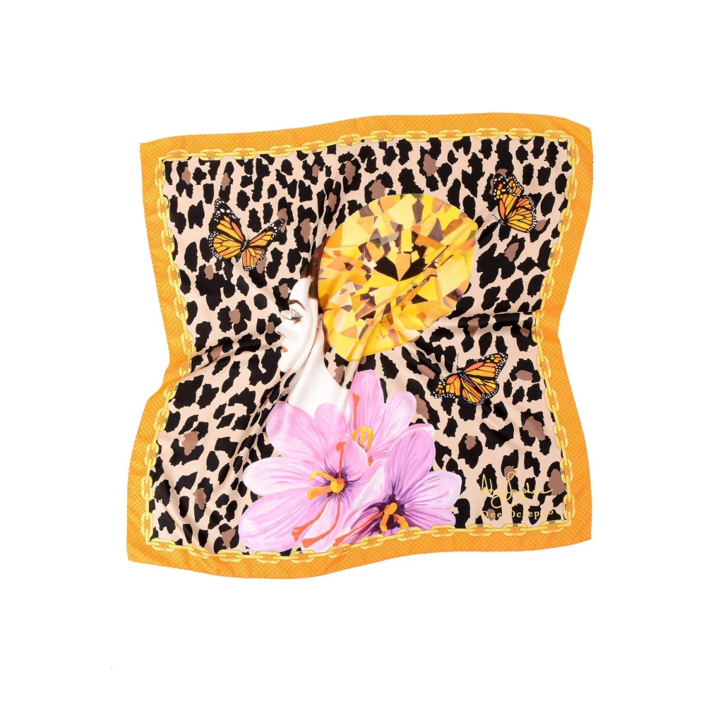 Dee Ocleppo Luipaard Zijden Sjaal Pop Art Multicolor Dames