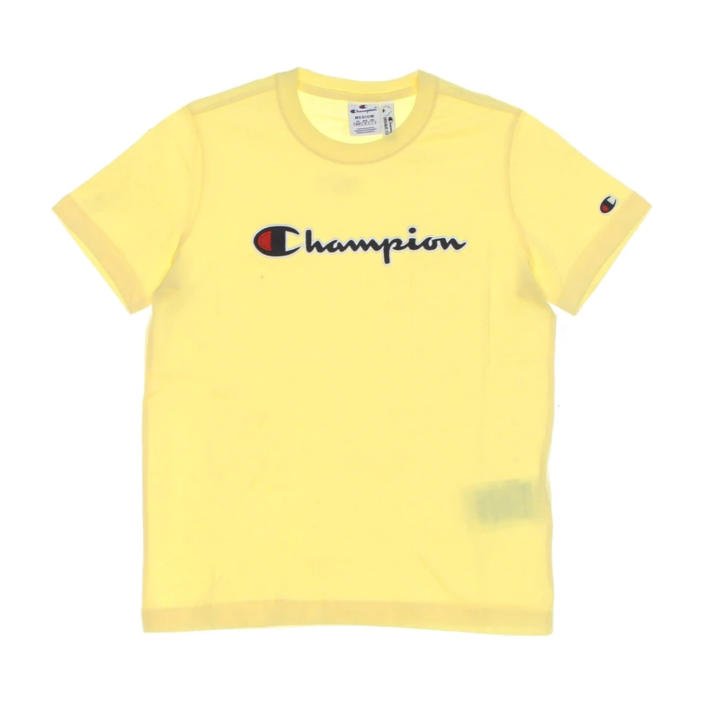 Champion Gele Crewneck Tee Korte Mouw T-shirt Yellow Dames