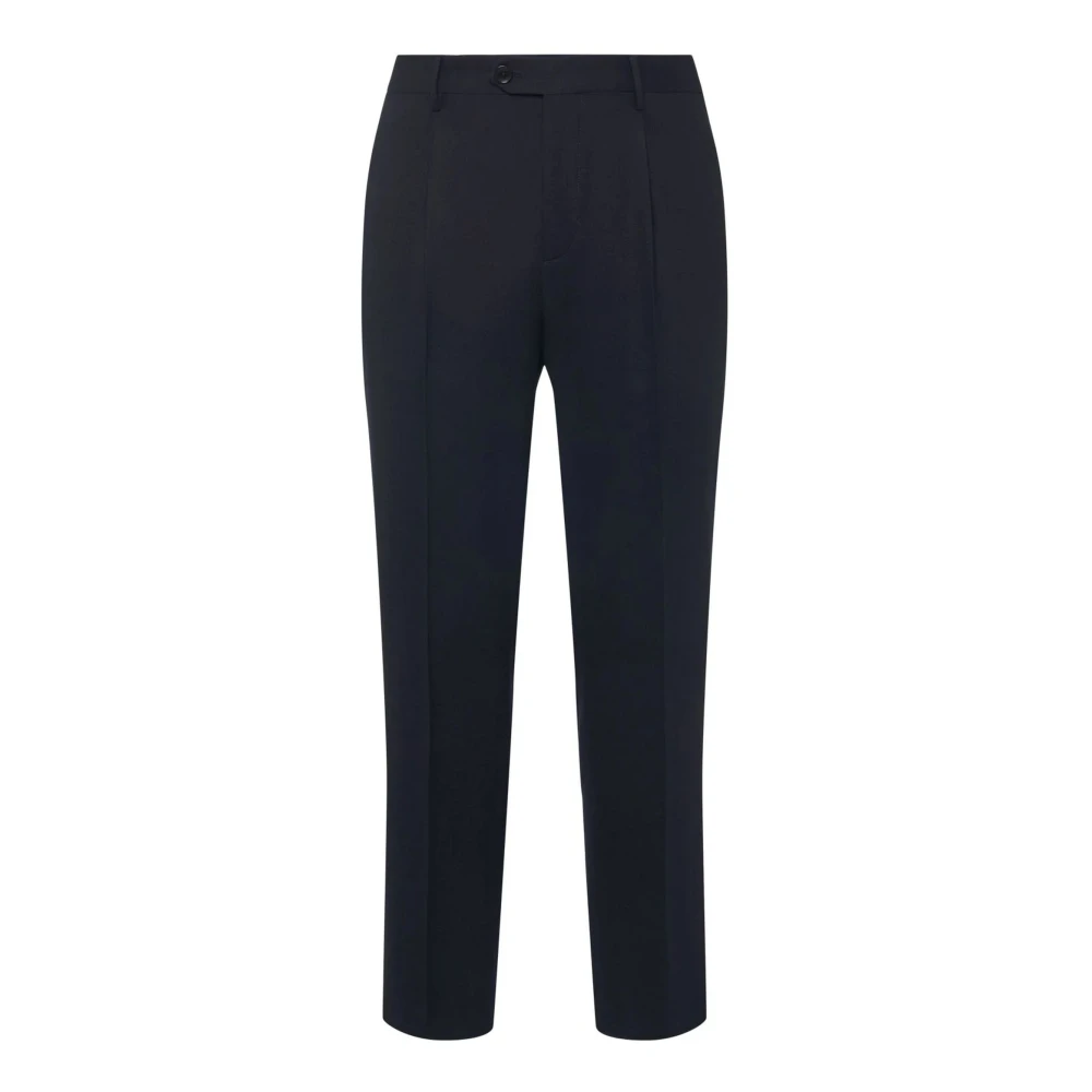 ETRO Navy Blauw Twill Broek Slim Fit Blue Heren