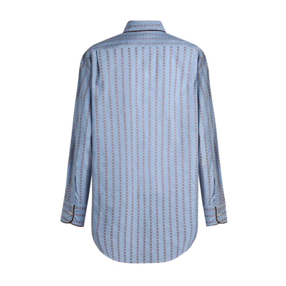ETRO Jacquard Effect Katoenen Overhemd Lichtblauw Blue Dames