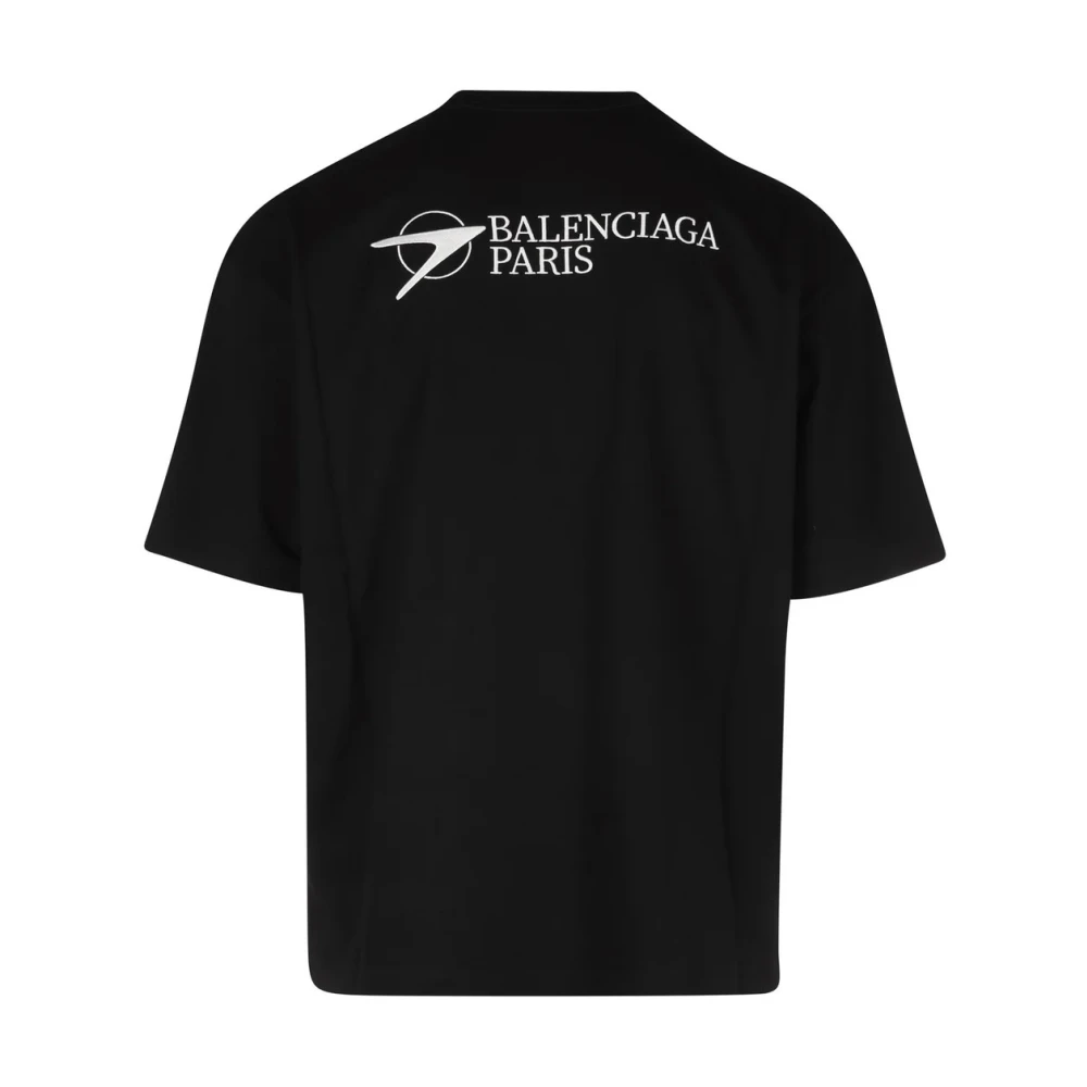 Balenciaga Zwart T-Shirt met Geborduurd Logo Black Heren