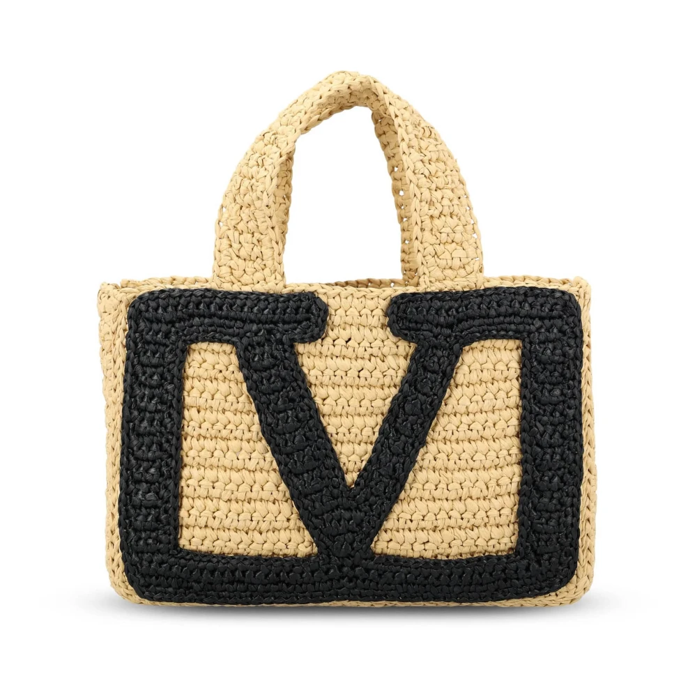 Valentino Garavani Women's Beige Woven Raffia Bag With Vlogo