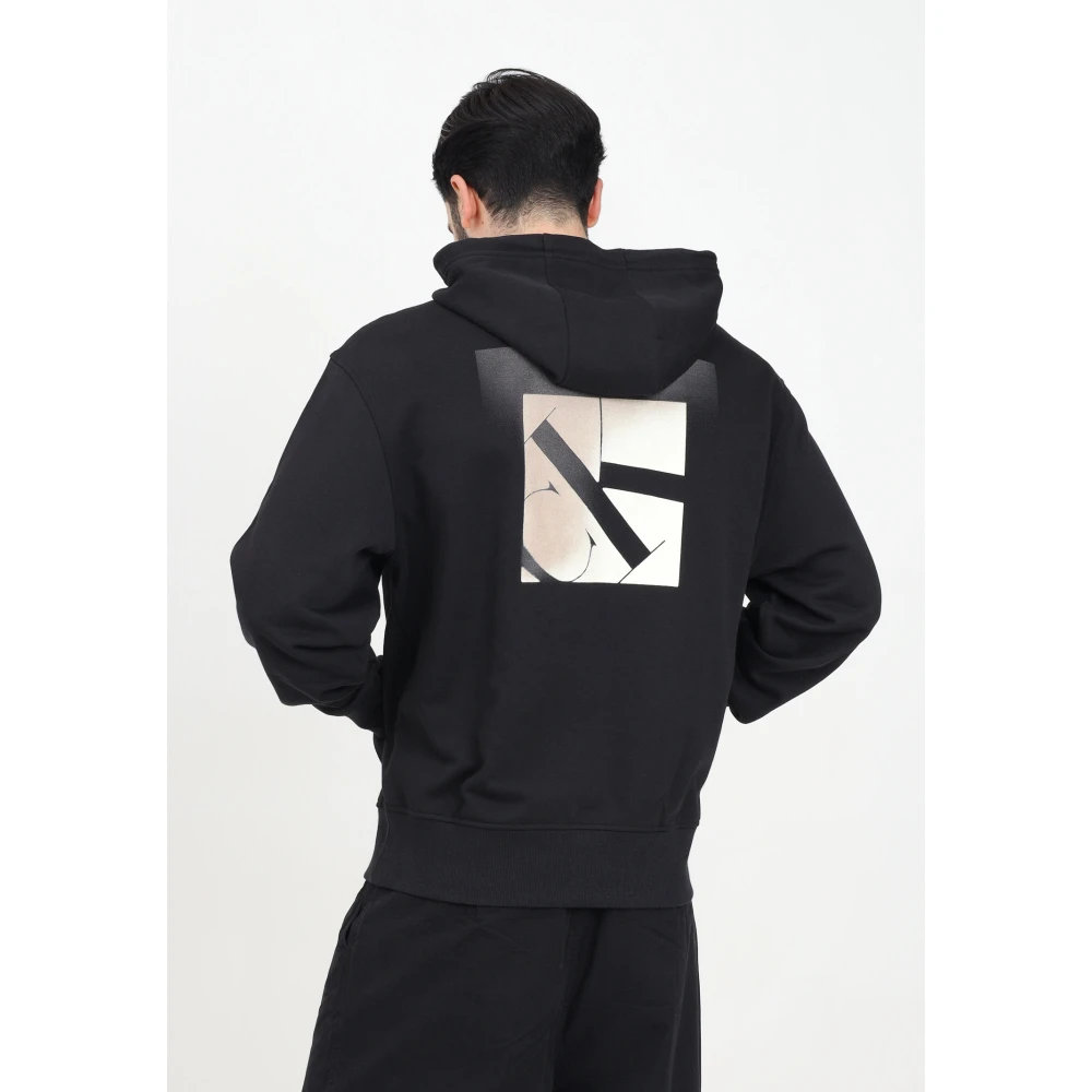 Calvin Klein Jeans Zwarte hoodie met abstract grafisch print Black Heren