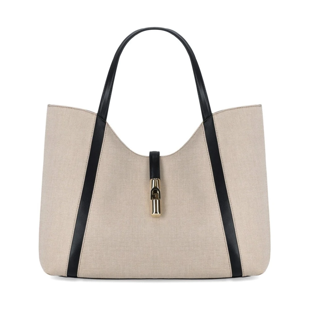 Furla XL Hobo Natuurlijke Zwarte Schoudertas Beige Dames