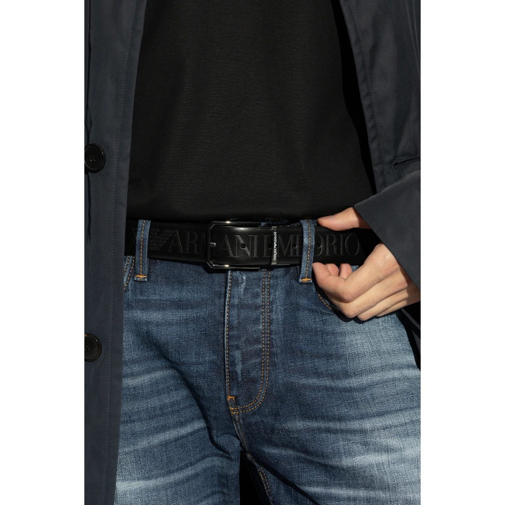 Emporio Armani Omkeerbare riem Black Heren