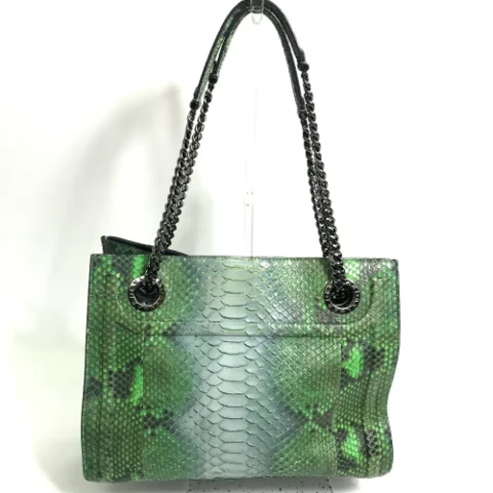 Bvlgari Vintage Pre-owned Fabric shoulder-bags Green Dames