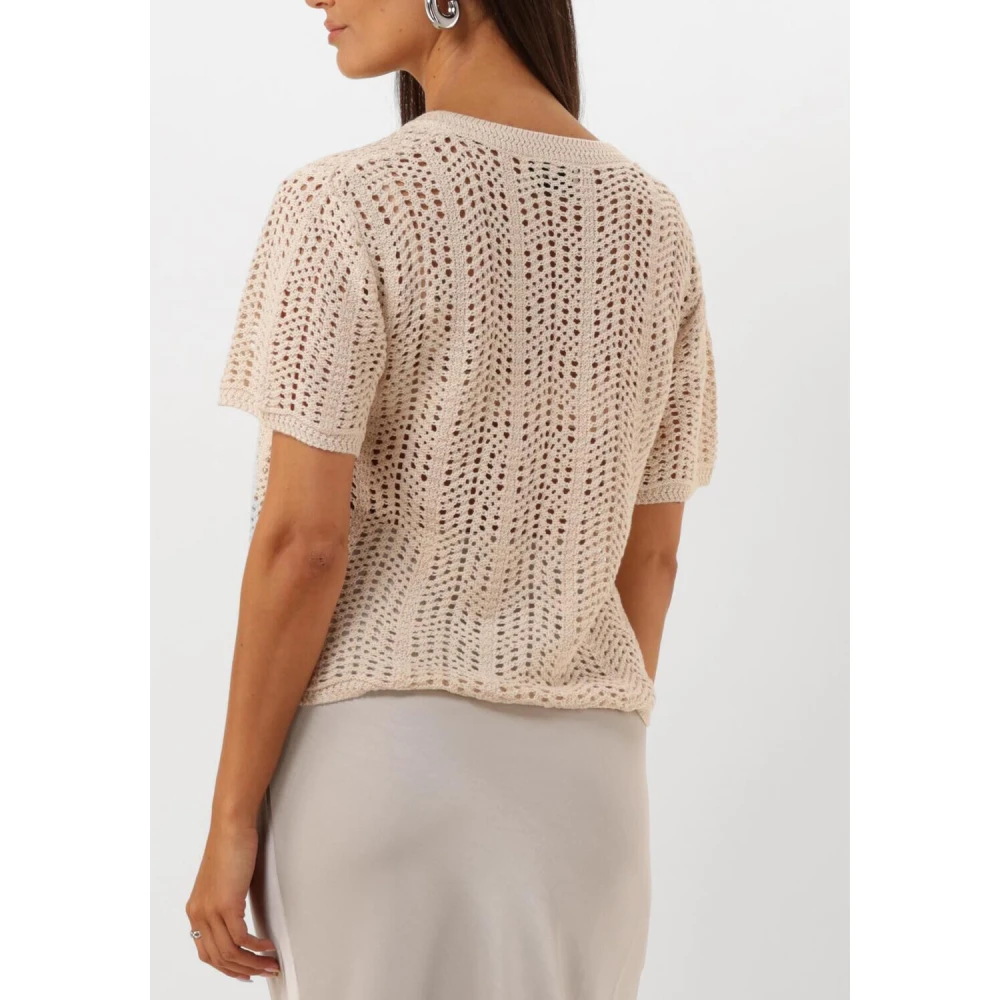 NEO NOIR Boho Crochet Gebreide Vest Beige Dames