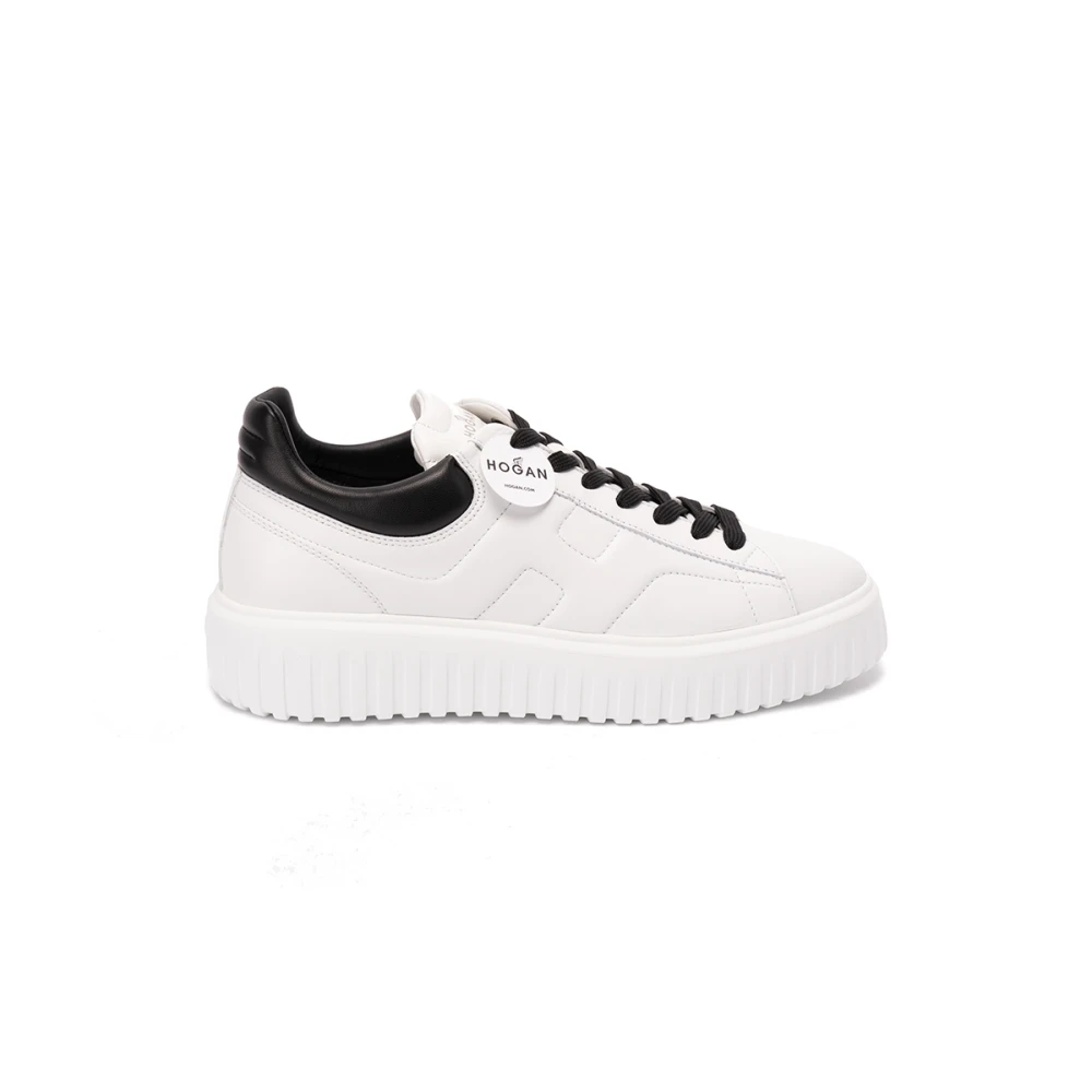 Hogan Leren Sneakers met H Stripes White Heren