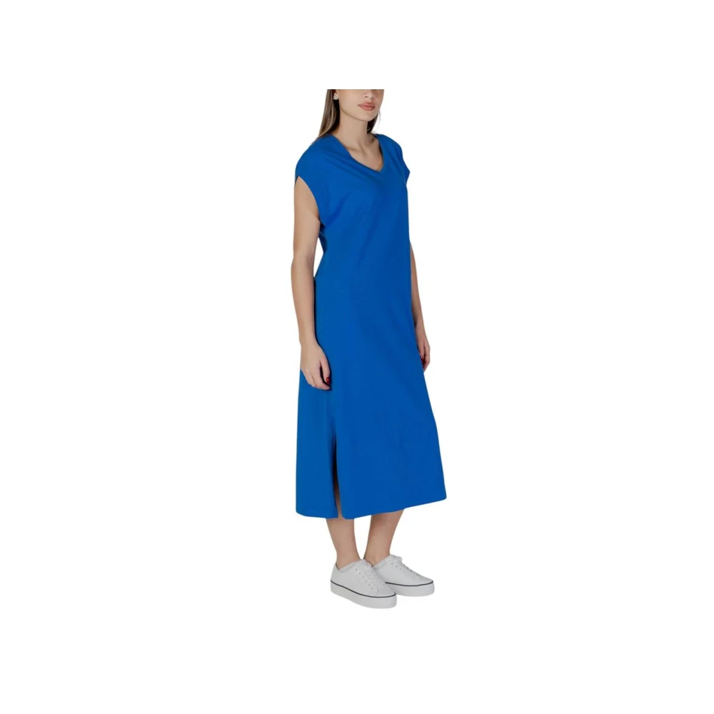 b.Young Blauwe Katoenen Midi Jurk Collectie Blue Dames