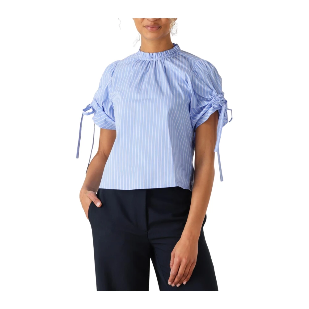 Co'Couture Lichtblauwe Pofmouw Blouse Blue Dames
