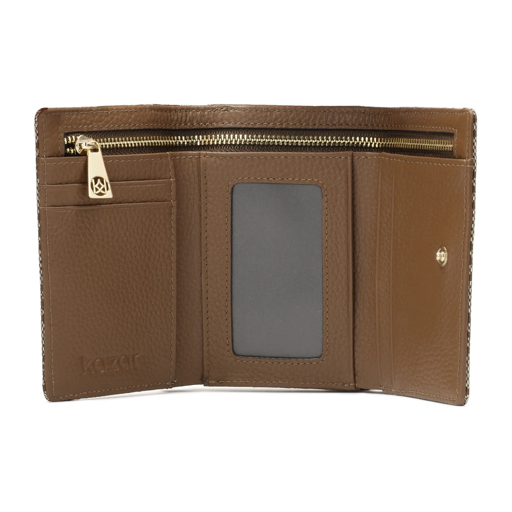 Kazar Compact patroon stoffen portemonnee Brown Dames