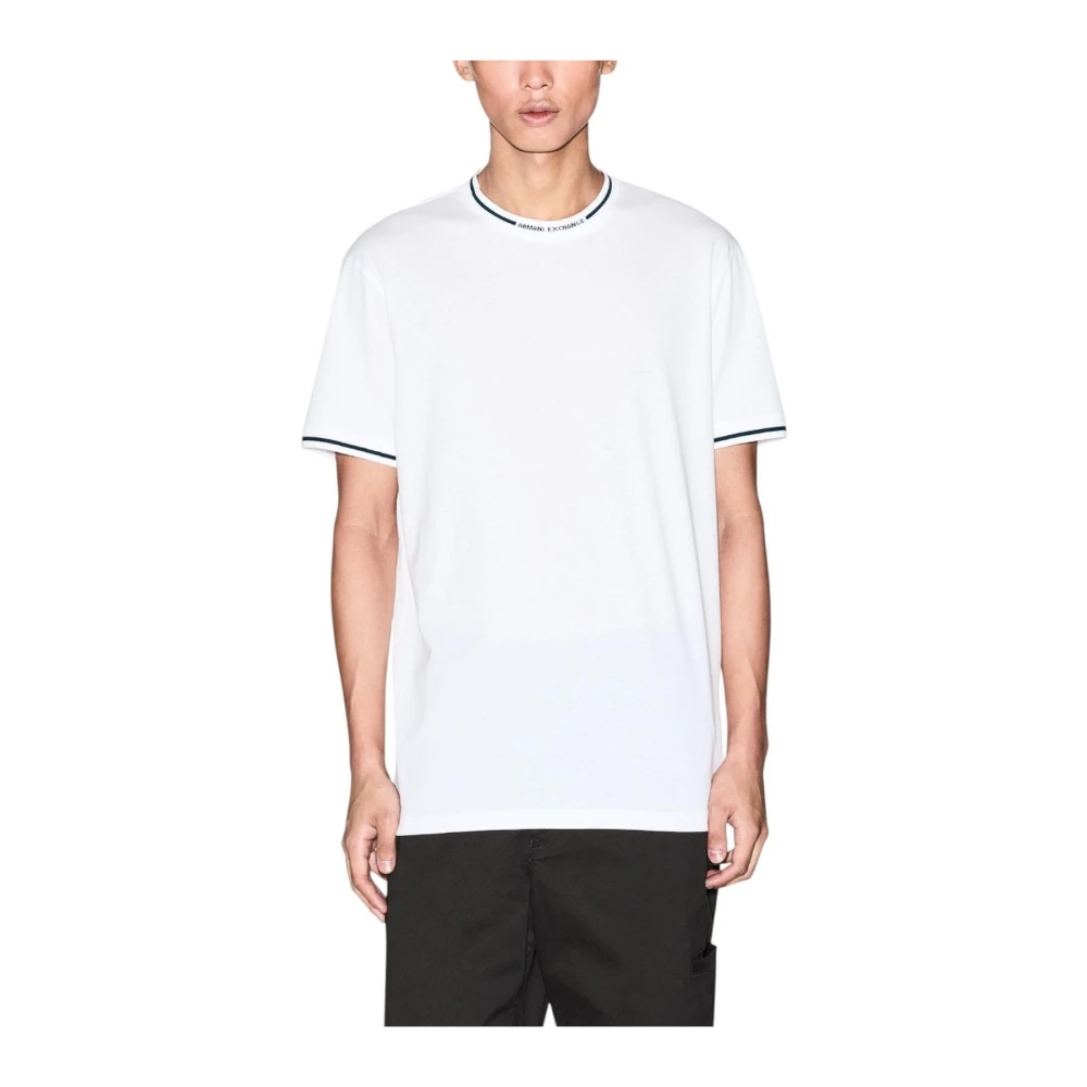 Armani Exchange Men's White Round Neck Cotton Short Sleeve T-Shirt
