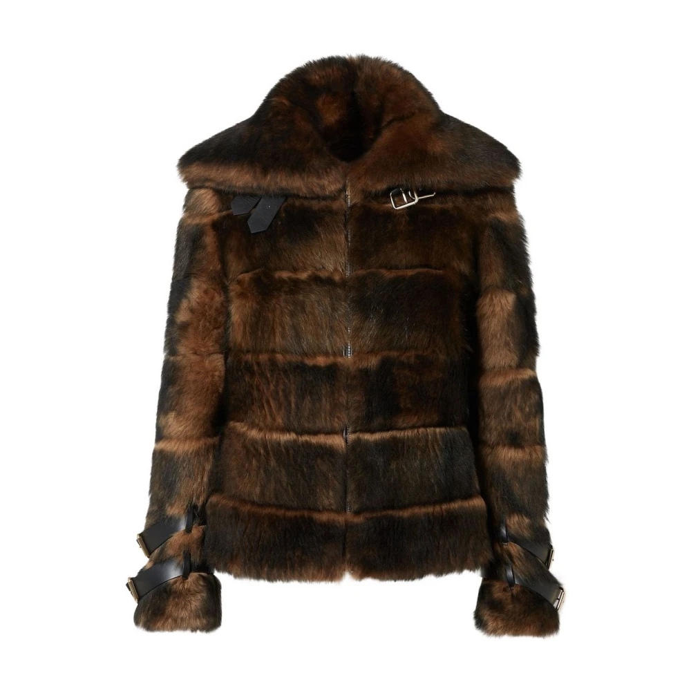 Fendi Women's Brown Faux Fur & Shearling Jackets, Xs, Blouson Jacket