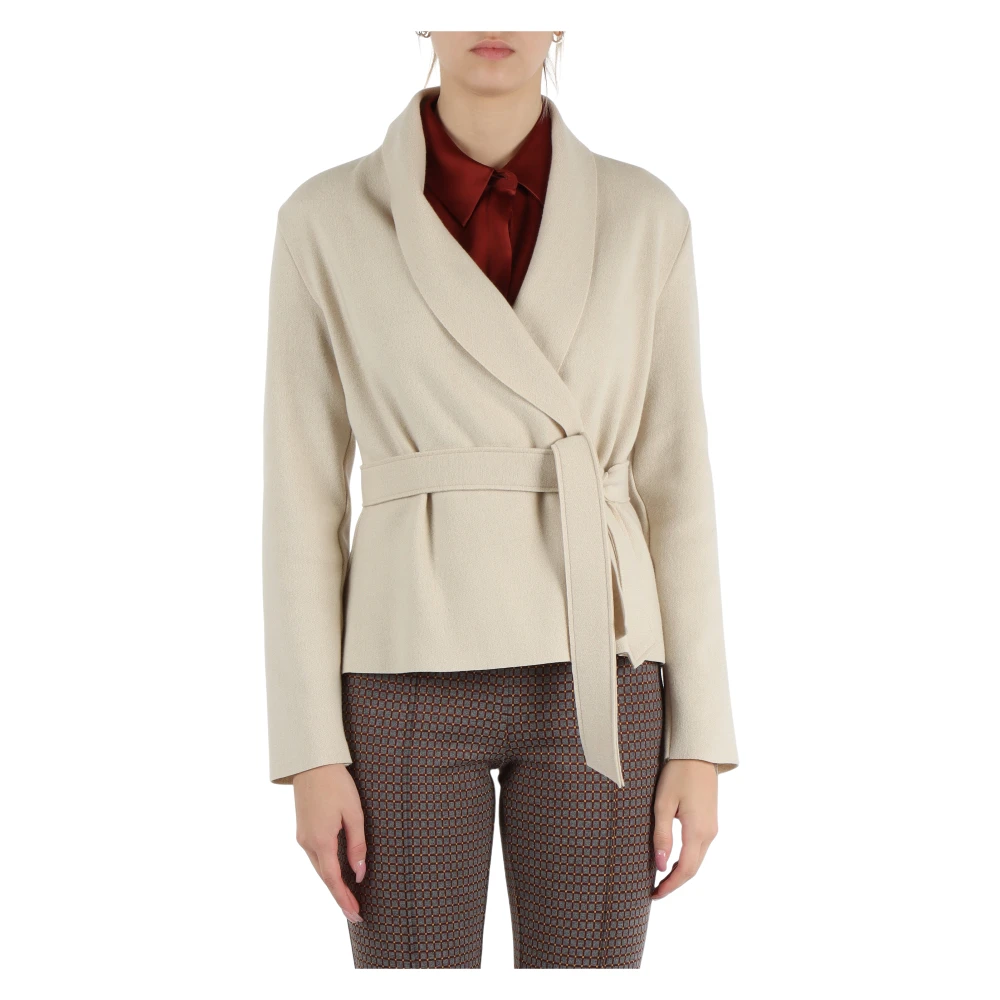 NIU Cardigan van zuivere wol met sjaalkraag Beige Dames
