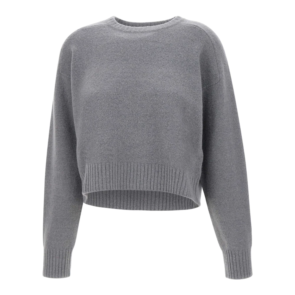 Kangra Wollen Trui Grijs Raglan Ronde Hals Gray Dames