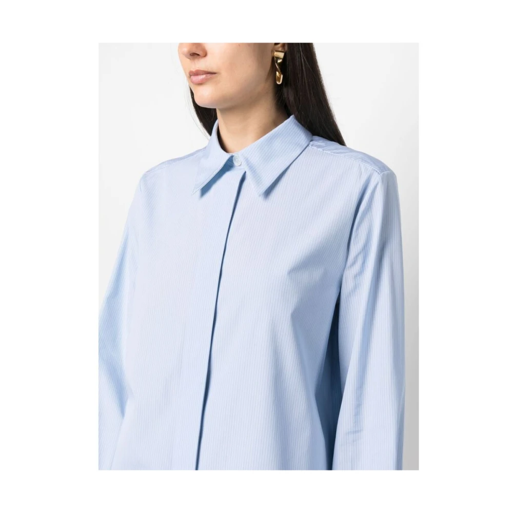 Jil Sander Gestreept katoenen overhemd Blue Dames
