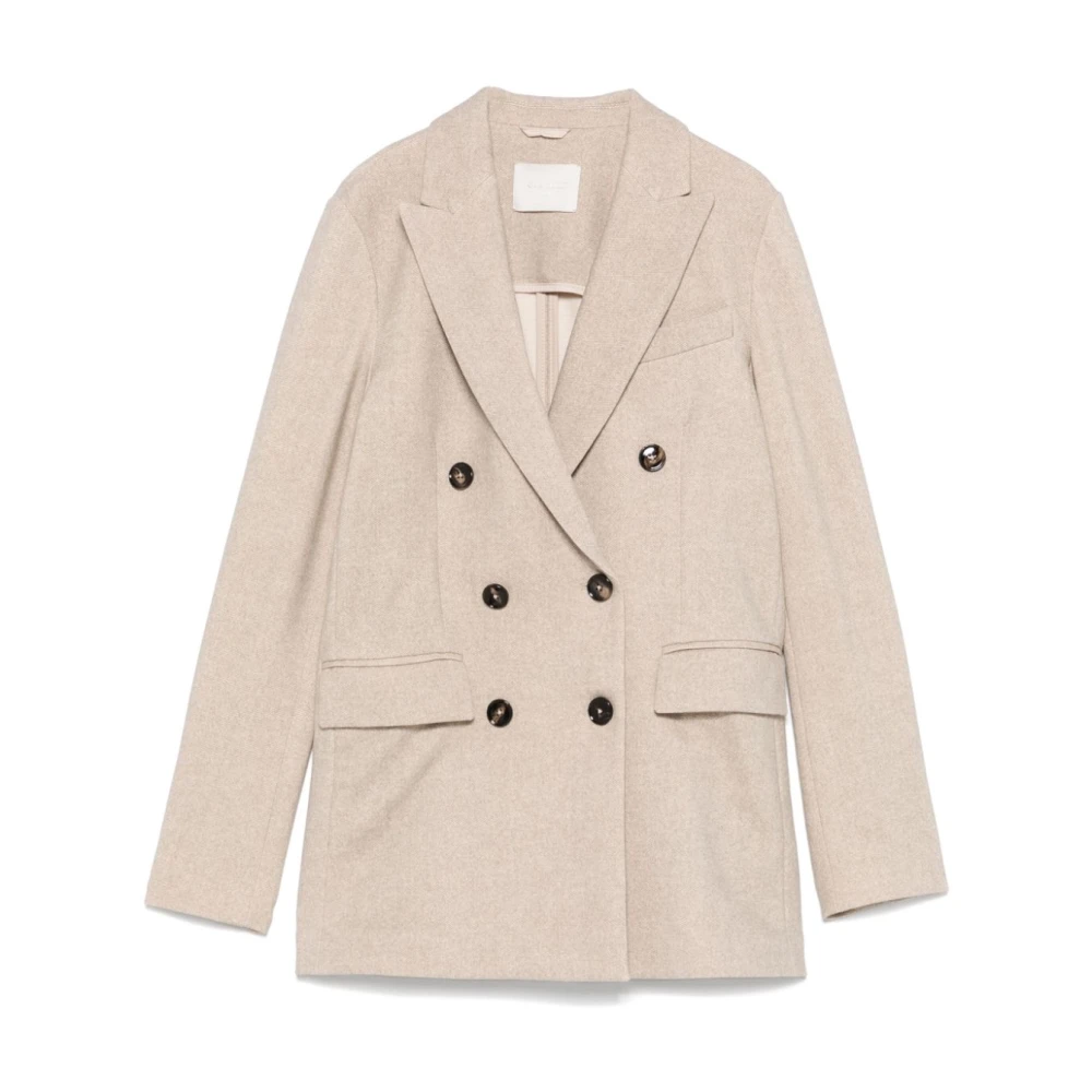 Circolo 1901 Women's Beige Blazers, S, Double-Breasted Jacket