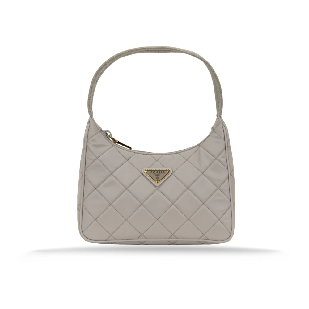 Prada Women's Gray Fabric Handbag With Zipper Closure - Handbags - One Size - Bags