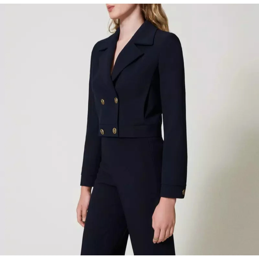 Twinset Cropped Cady Crepe Jas Blue Dames