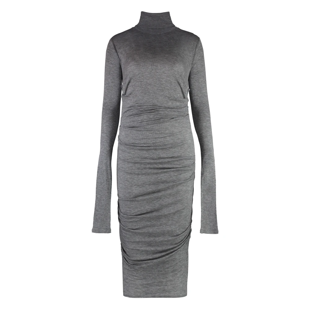 Elisabetta Franchi Gegroepeerde Wol Lyocell Jersey Jurk Gray Dames