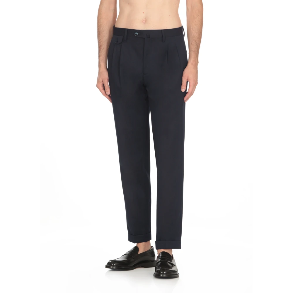 Briglia Blauwe wollen broek met zakken Blue Heren
