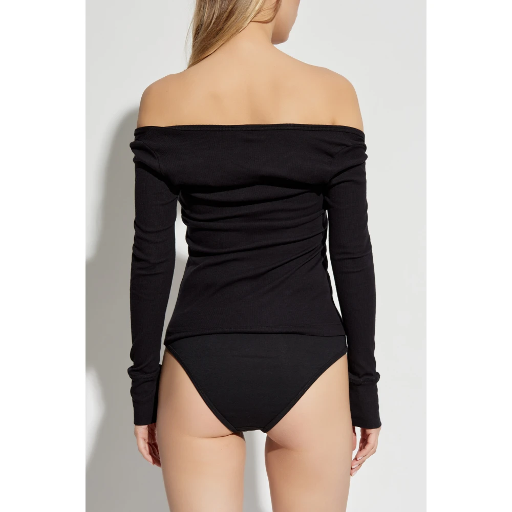 Versace Geribbelde lingerieshirt Black Dames