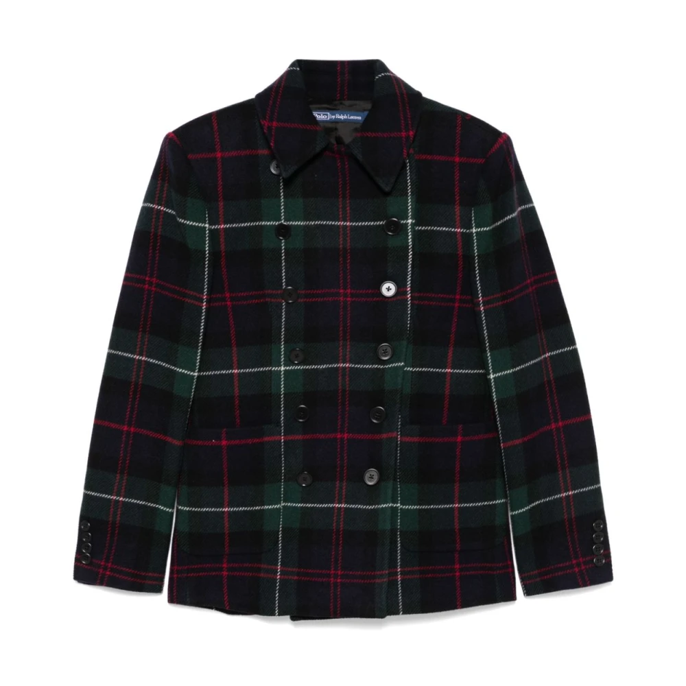 Ralph Lauren Double-Breasted Tartan Check Jacket Multicolor Dames