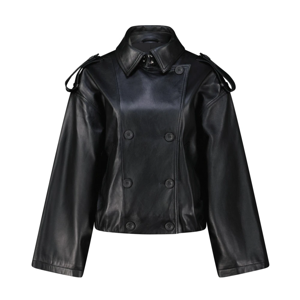 Arma Leren korte jas met moderne details Black Dames