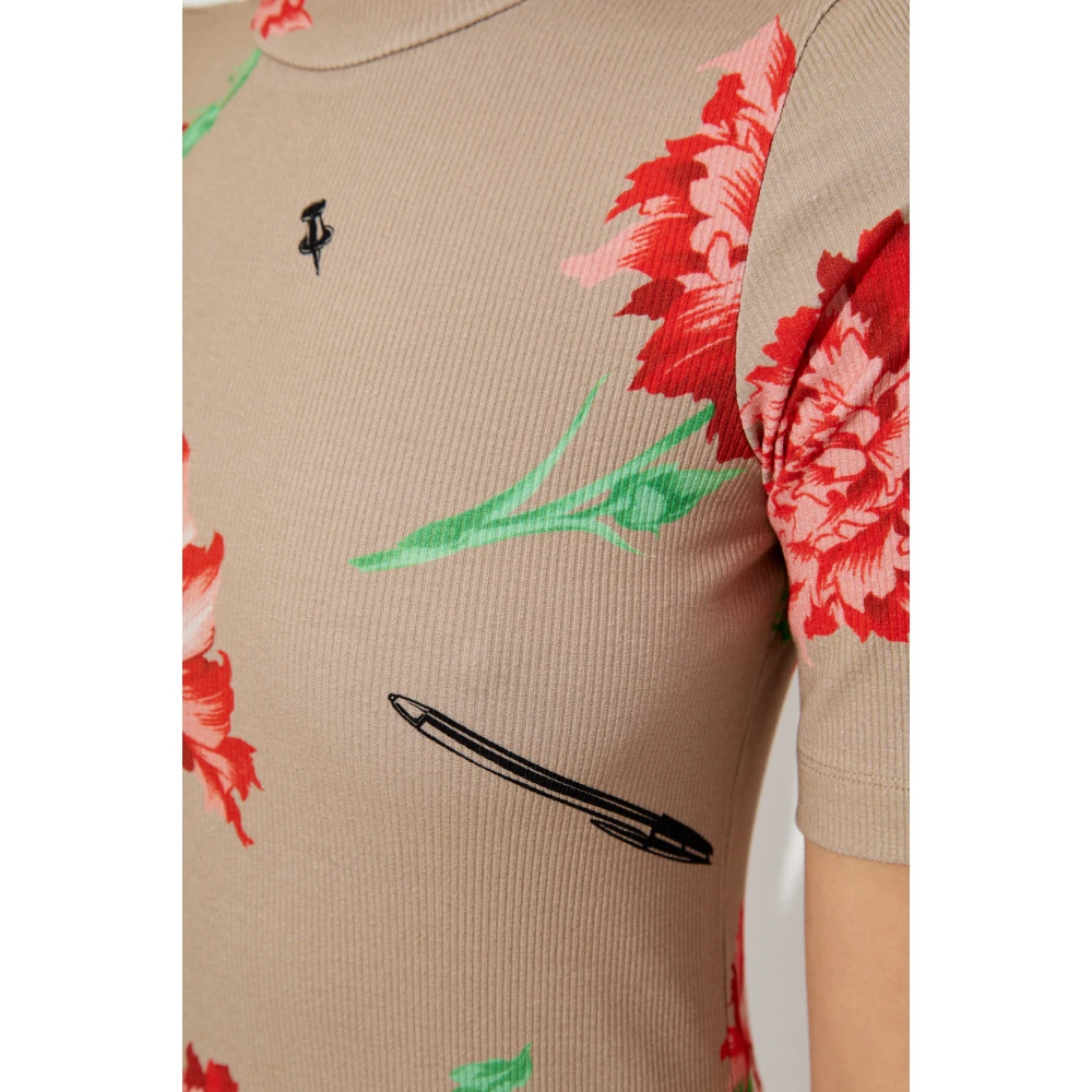 Moschino Jurk met bloemenpatroon Beige Dames