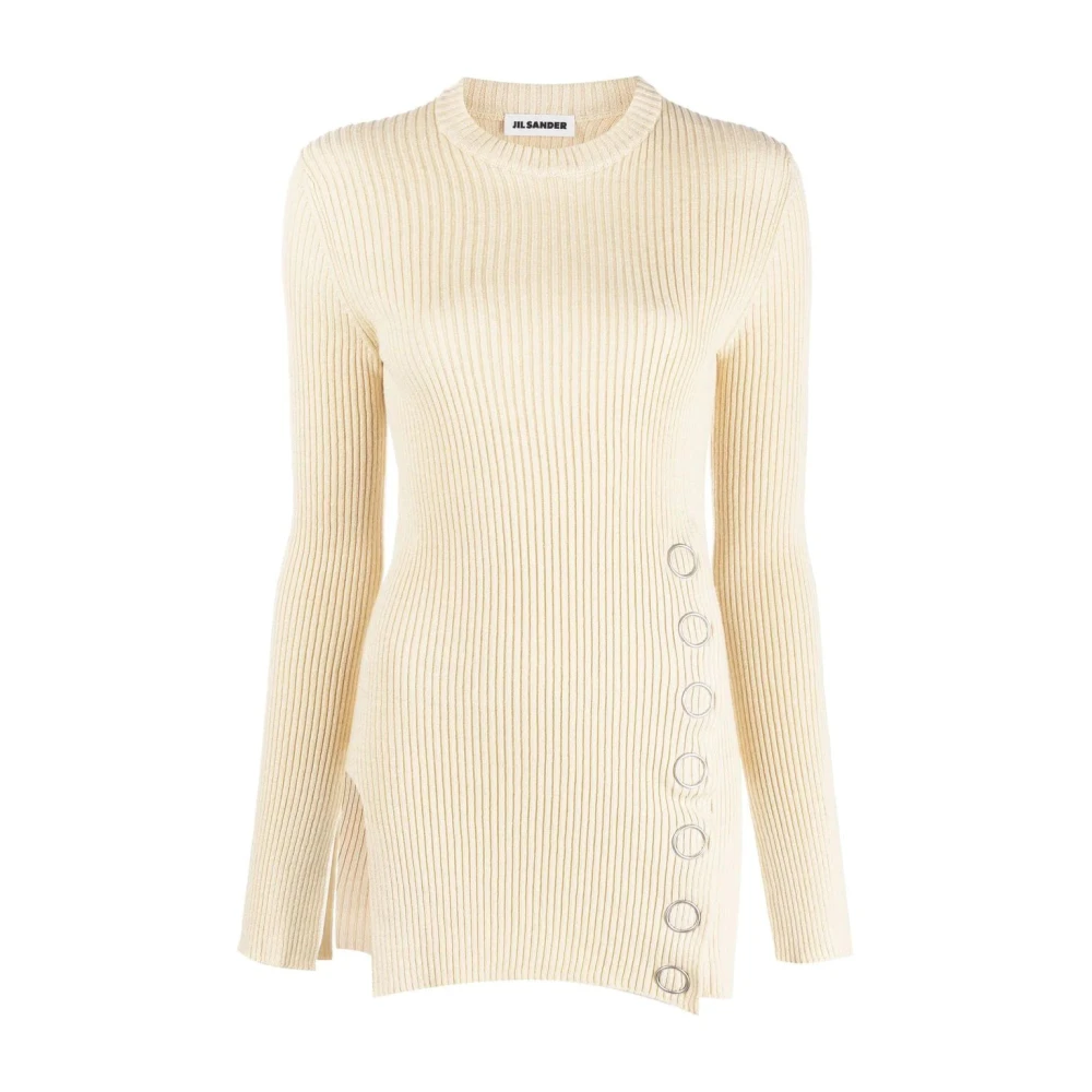 Jil Sander Elegante Beige Wol Linnen Trui Beige Dames