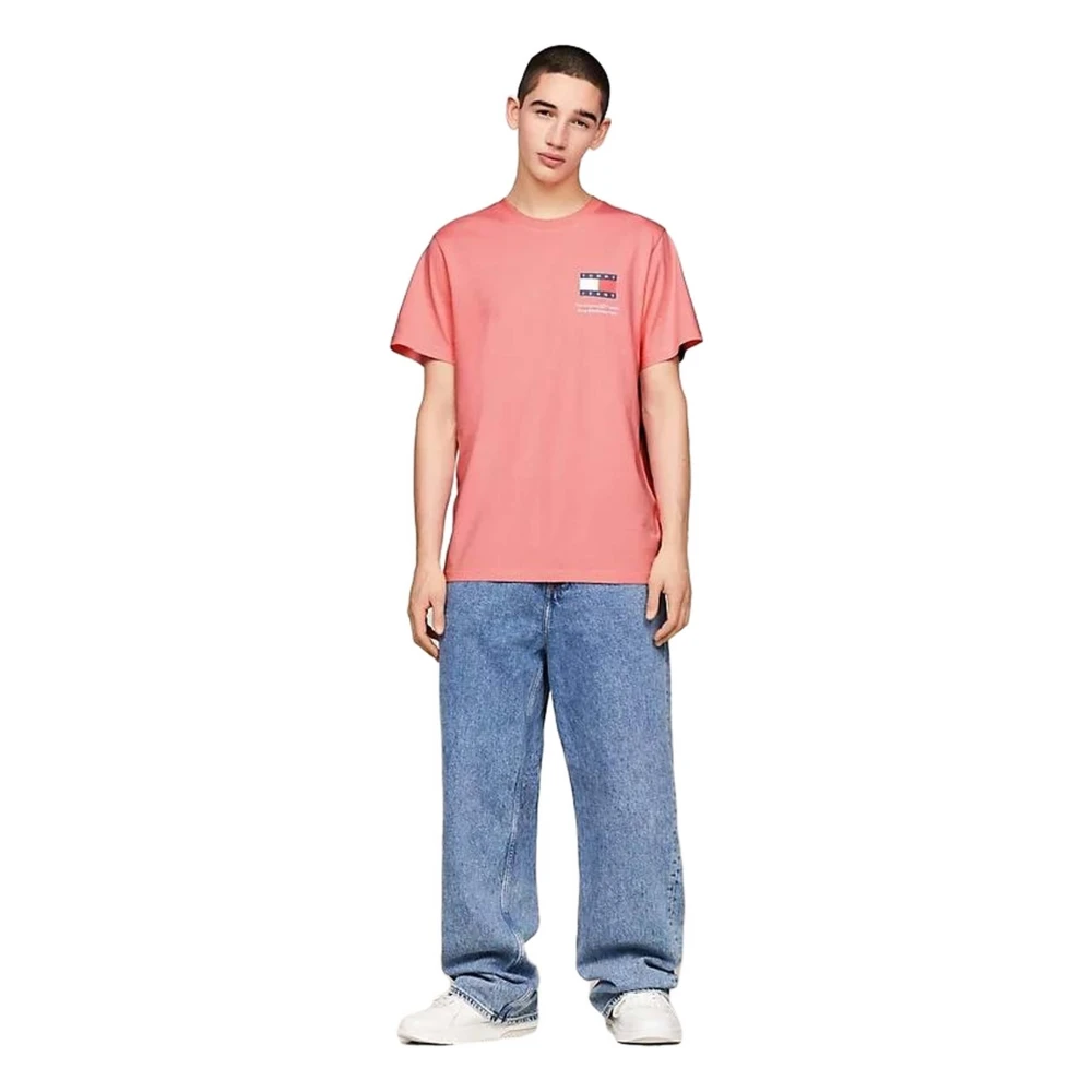 Tommy Hilfiger Slim Essential Flag T-shirt Pink Heren