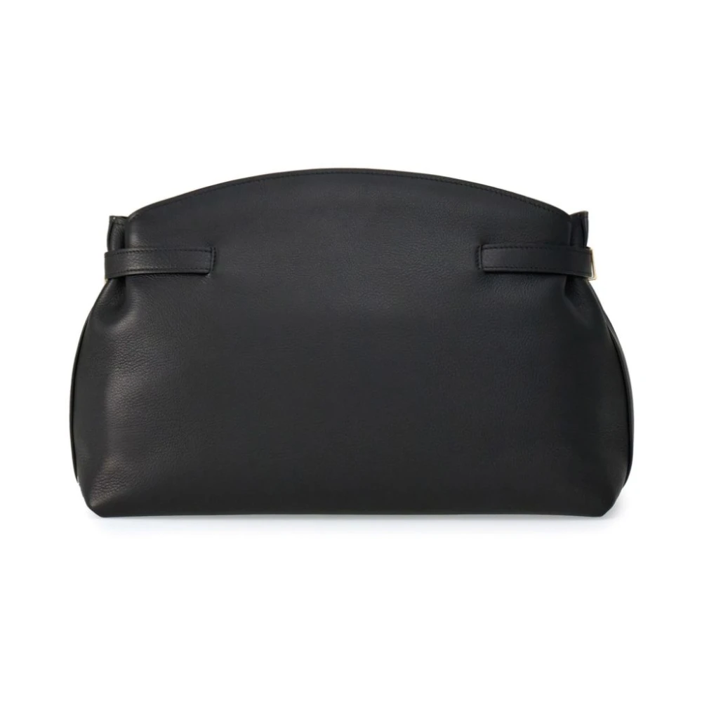 Salvatore Ferragamo Zwarte Leren Hug Pouch Tas Black Dames