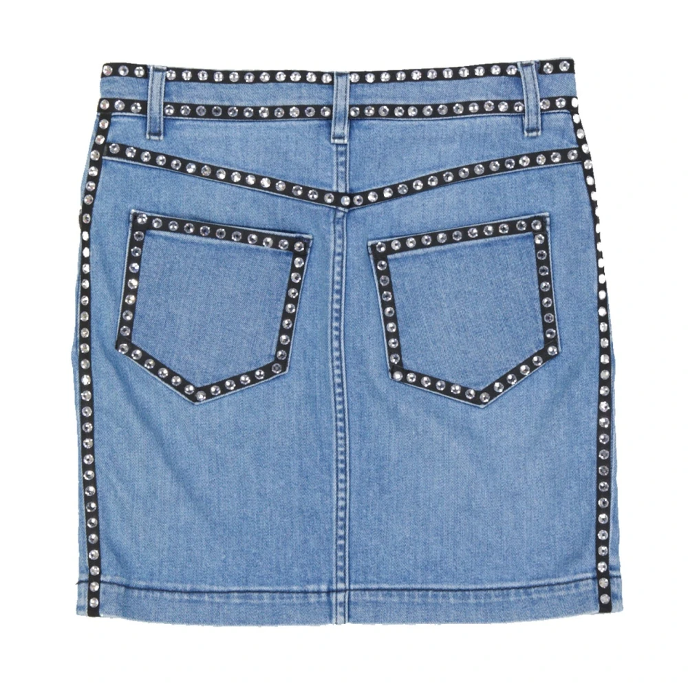 Moschino Blauwe Denim Rok met Kristalversiering Blue Dames