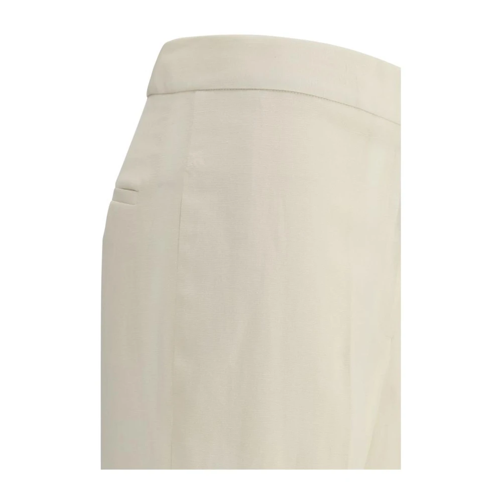 Fabiana Filippi Flare Leg Wollen Broek met Welt Zakken Beige Dames