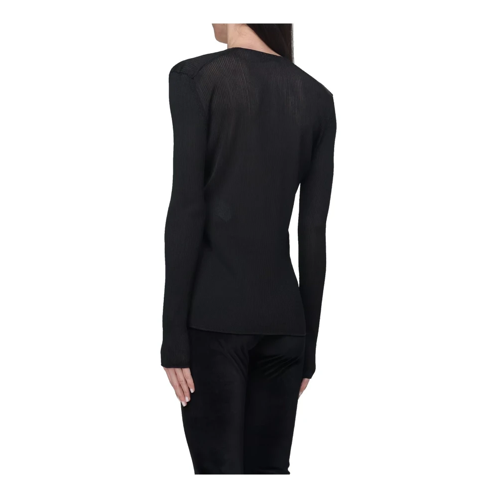 Tom Ford Doorschijnende fijngebreide top Lange mouwen Black Dames