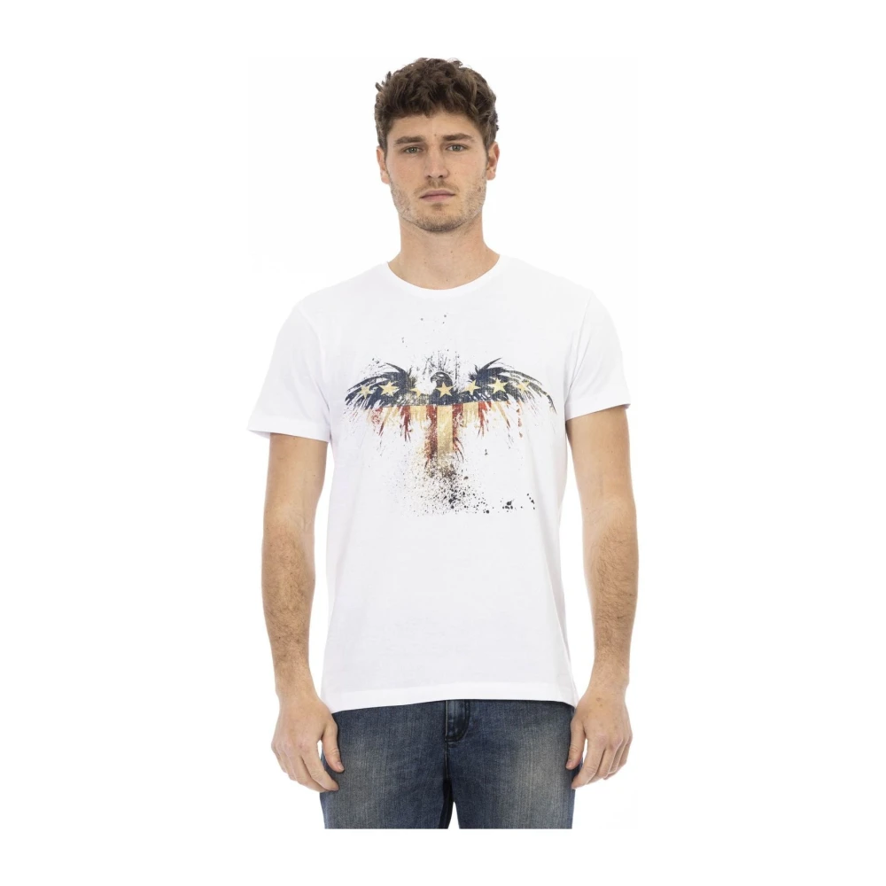Trussardi Vit Casual Rund Hals T-Shirt Med Framtryck